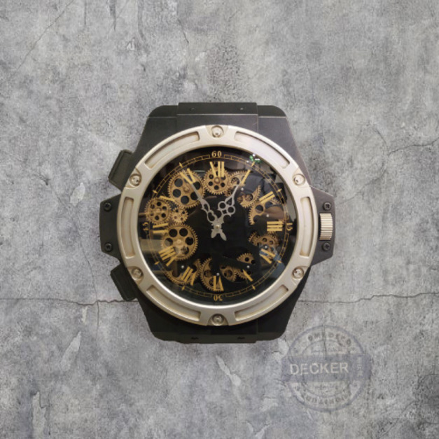 機械錶掛鐘 B款 (黑) - Loft工業家飾 鏤空機芯 可動齒輪