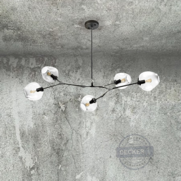 艾爾五頭吸頂燈 (透) - 現代燈飾 多角度設計 金色鐵件 漸層玻璃