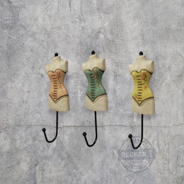 [特價] 陶瓷娃娃掛勾 - 英倫古典 Vintage復古掛飾 三件