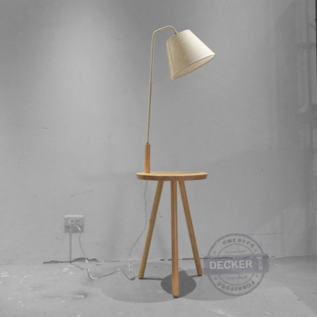 木托盤立燈 (黑/白) - 實木設計落地燈 平台設計 北歐溫暖風格