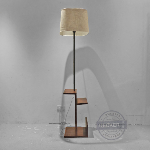 邊几立燈 (原木/胡桃木) - 實木設計落地燈 雜誌書報收納 平台設計