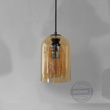 雙層鐘罩吊燈 (琥珀) - 玻璃藝術燈飾 間接氣氛照明