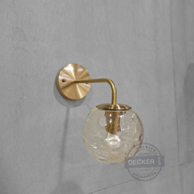 琉璃球壁燈 - 古典浪漫燈飾 奢華金色鐵件 反光玻璃