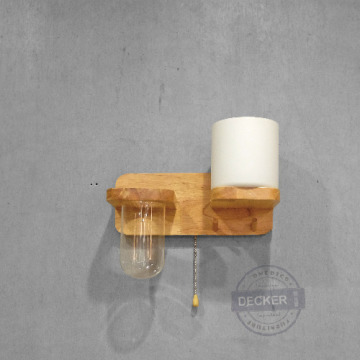 盆栽木燈座 左筒/右筒 - 創意設計壁燈 收納置物燈座