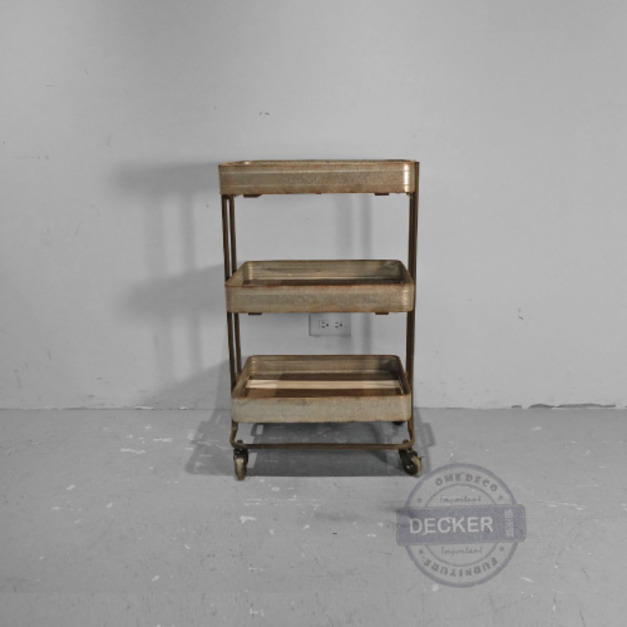 雷克三層收納架 - Vintage仿舊工業風 鐵鏽設計 移動小層架