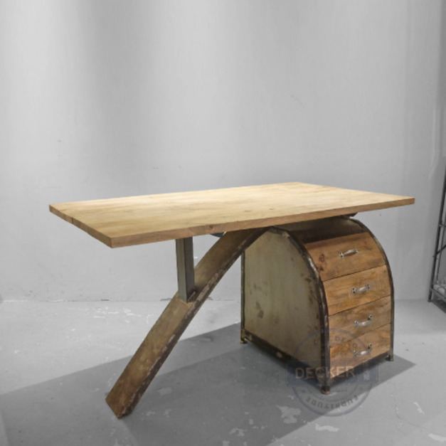 曲線書桌 140cm - 重工業鑄鐵 印度工業風家具 Vintage設計家具