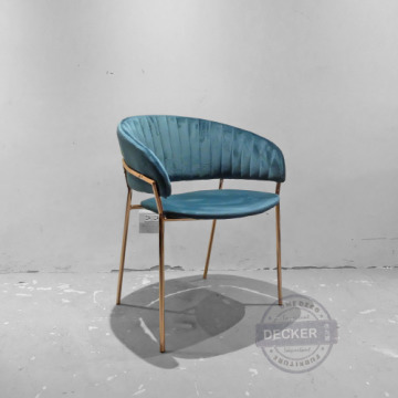 瑪德蓮餐椅 (孔雀綠) - 古典北歐風格設計 奢華絨布 電鍍金