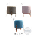亞維圓凳 (粉/藍/灰) - 北歐奢華風家具 電鍍金 絨布軟墊_1