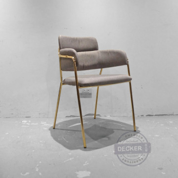 艾利爾餐椅 (灰布) - 北歐現代風格 摩登扶手椅 奢華電鍍金