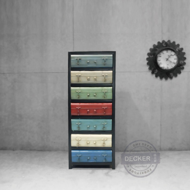 行李箱收納鐵櫃 7抽 - 印度工業家具 彩色工業風