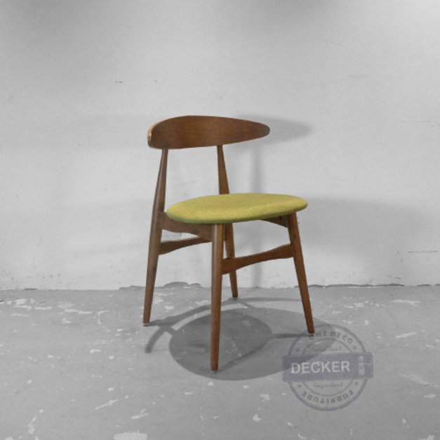 小日餐椅 (胡桃綠麻) - 簡約設計 橡膠木實木 溫暖北歐