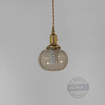 蘋果吊燈 (透/煙/琥珀) - Vintage藝術玻璃 奢華金色燈飾