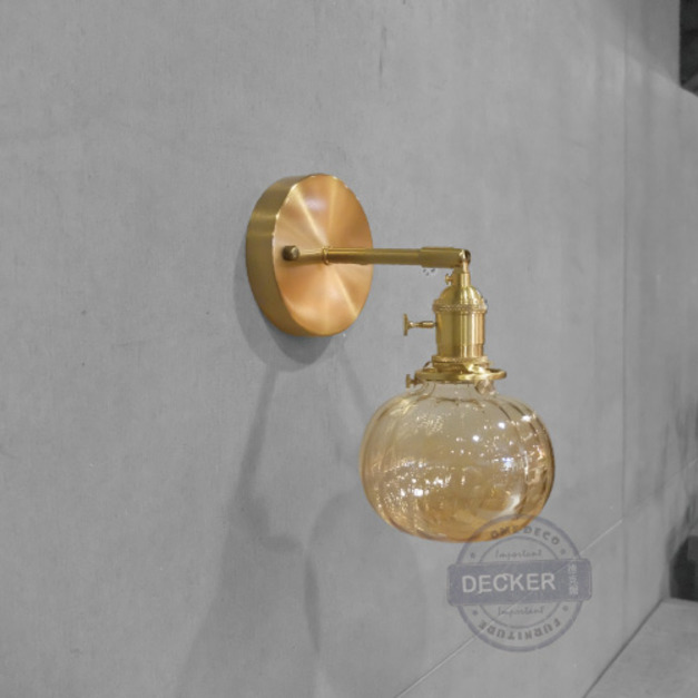 蘋果壁燈 (透/煙/琥珀) - )Vintage 奢華金色燈飾 藝術玻璃