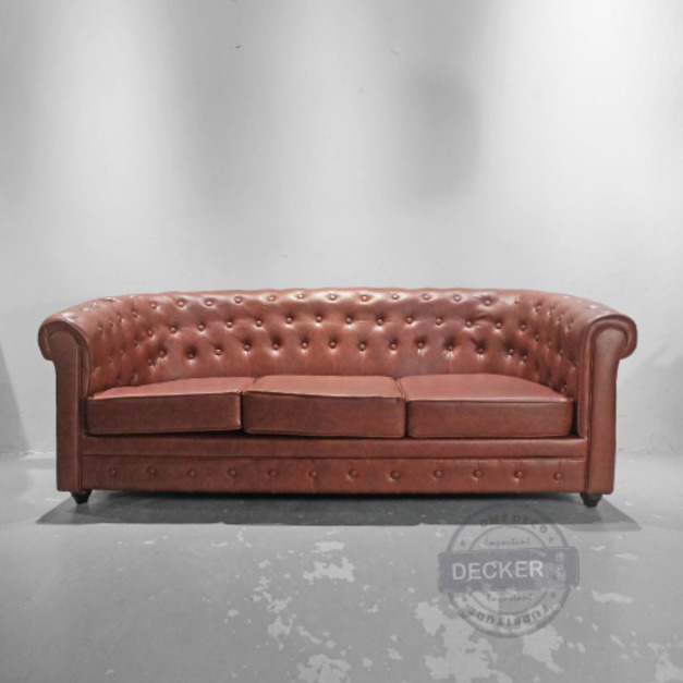 馬芬三人沙發 (咖) - 英式浪漫 Vintage古典設計家具