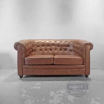 馬芬雙人沙發 (深咖) - 英倫風格 Vintage復古風情