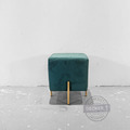 亞維方凳 (綠/藍/粉/灰) - 北歐奢華風家具 電鍍金 絨布軟墊