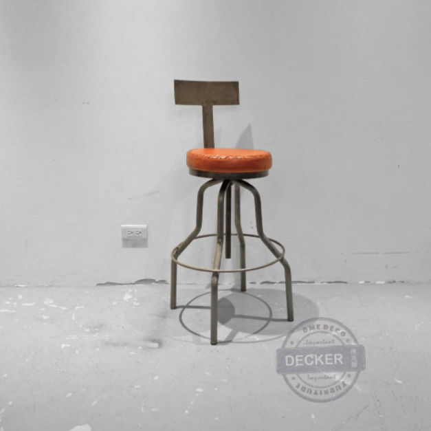 特拉靠背升降吧台椅 - Loft工業風家具 山羊皮鐵件 工業時代