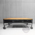 抽屜板車茶几 135cm - Vintage重工業 移動收納矮桌