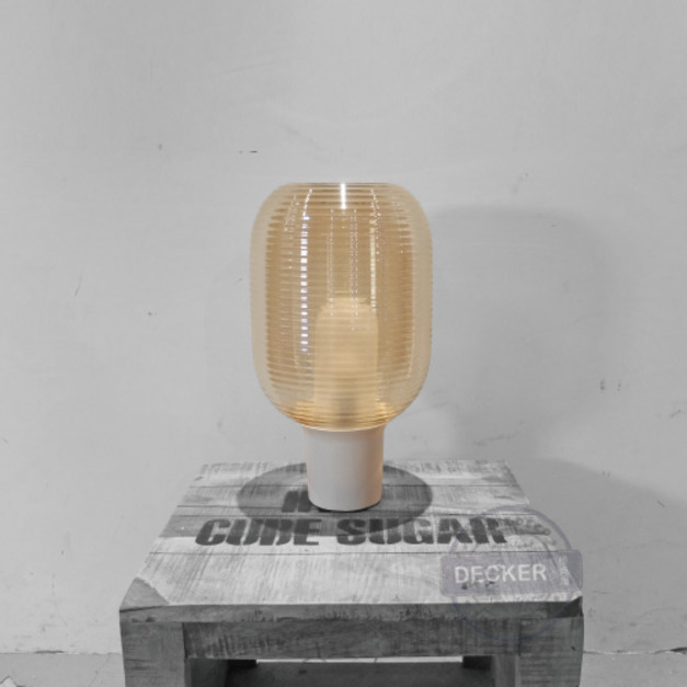 壺紋桌燈 (琥珀/煙燻) - 藝術玻璃燈飾 雙層玻璃 氣氛照明