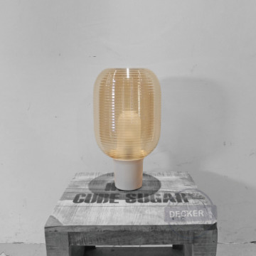 壺紋桌燈 (琥珀/煙燻) - 藝術玻璃燈飾 雙層玻璃 氣氛照明