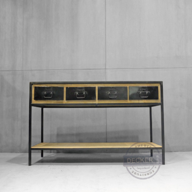 漢克玄關櫃 - Industrial 工業風格收納 實木黑鐵邊櫃