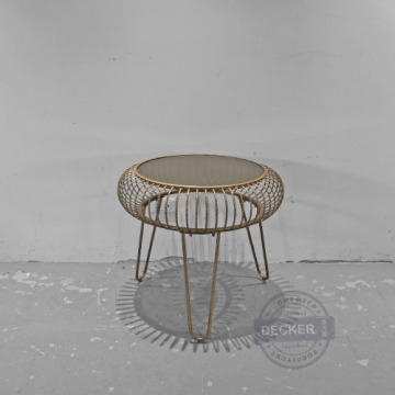 暮鼓邊几 - 古典雕花鐵件 鏡面茶几 老式空間