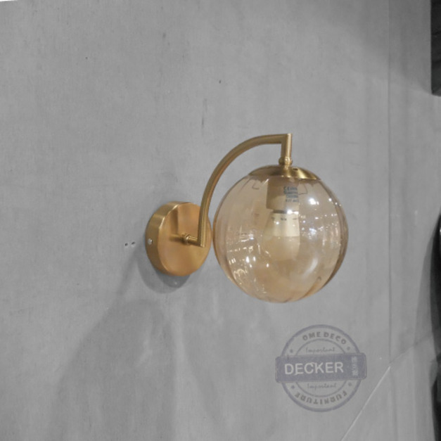地球壁燈 (透/琥珀/煙燻) - 現代設計燈飾 古典金 藝術玻璃