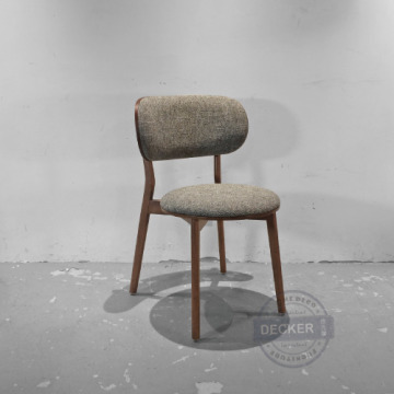 亞當斯餐椅 (灰麻布) - 北歐風家具 實木書房椅 舒適麻布軟墊