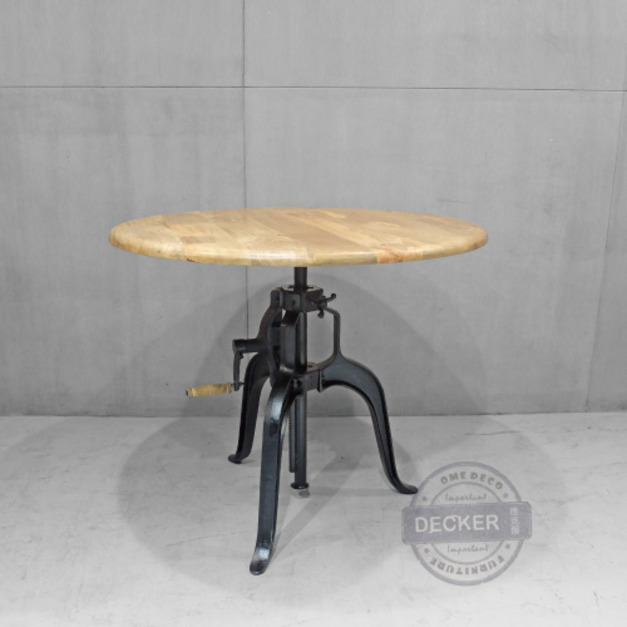 布朗升降圓桌 90/75 cm -Loft重工業家具 工業餐桌吧台桌