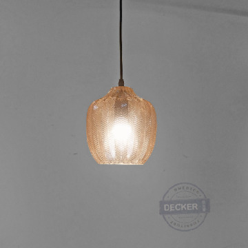 拉夫吊燈 小 (琥珀) - 條紋藝術玻璃 復古優雅燈飾 Vintage設計