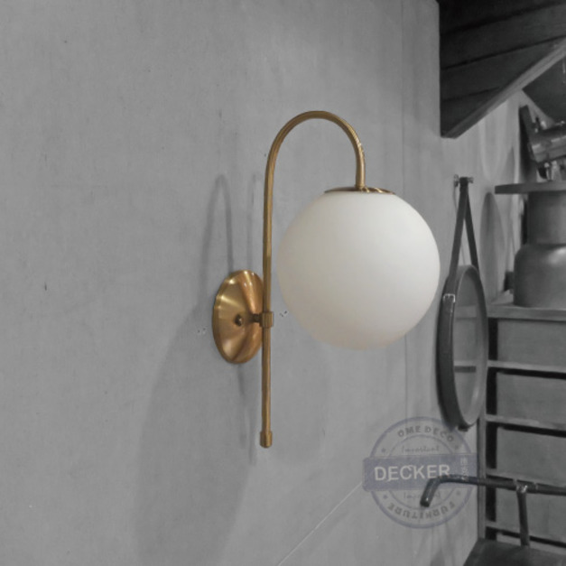 曼波球壁燈 - 奢華金色燈飾 奶白玻璃 氣氛照明 玄關走道