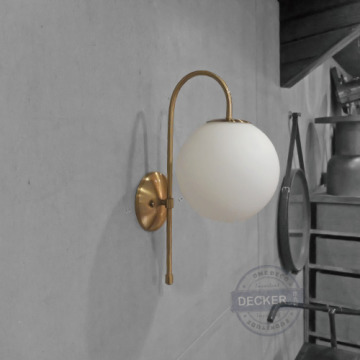 曼波球壁燈 - 奢華金色燈飾 奶白玻璃 氣氛照明 玄關走道