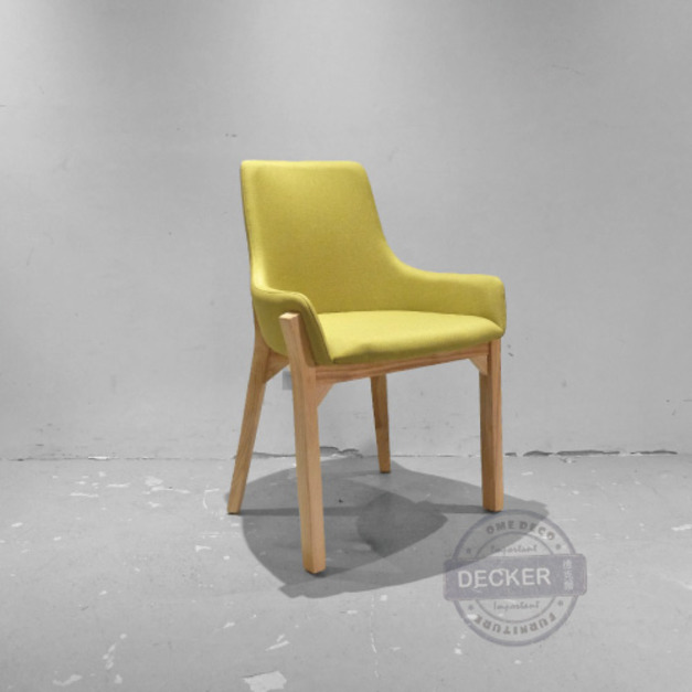 派拉餐椅 (綠麻布) - 北歐溫暖實木風格 麻布軟墊 北歐風居家