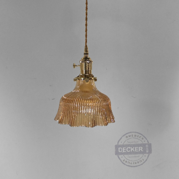 花紋吊燈 (透/琥珀) - 藝術玻璃燈具 古典優雅 老式風格