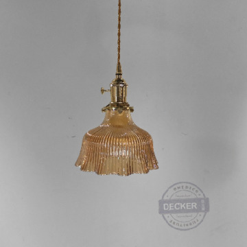 花紋吊燈 (透/琥珀) - 藝術玻璃燈具 古典優雅 老式風格