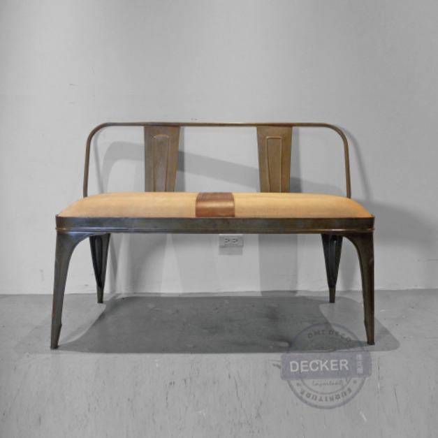 Tolix靠背軟墊長凳 (鏽銅色) - Vintage英倫復古 工業風家具