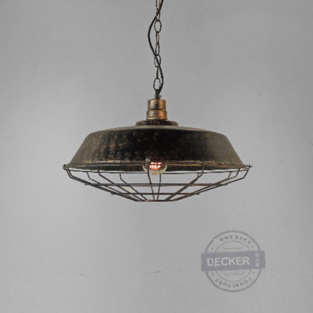 網狀窩頭吊燈 46cm (鏽黑金) - 工業燈飾 Vintage鐵件吊燈