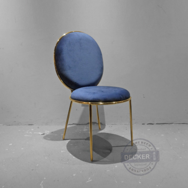 桃樂絲餐椅 (藍絨布) - 北歐現代風格 摩登奢華 電鍍金
