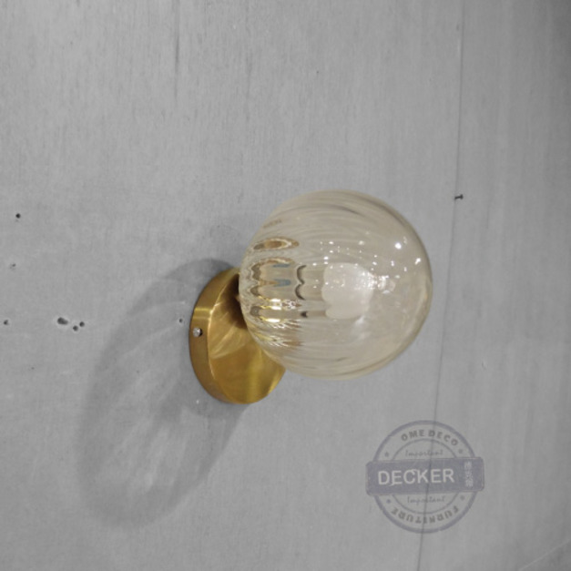 古沐壁燈 大/小 (透明) - 奢華金色設計燈飾 條紋玻璃 設計照明