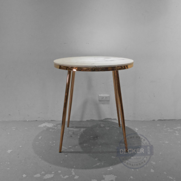里花圓桌 60/70/80 cm - 玫瑰金鐵件 雲彩大理石紋 優雅餐桌