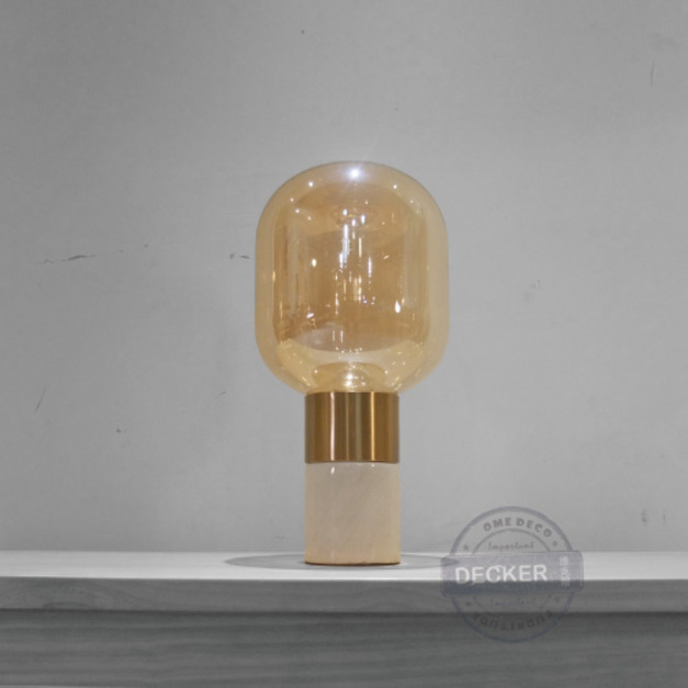 火炬桌燈 (琥珀/煙燻) - 大理石燈飾 氣氛照明 奢華金檯燈