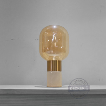 火炬桌燈 (琥珀/煙燻) - 大理石燈飾 氣氛照明 奢華金檯燈