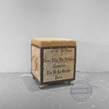 [Last] 古文字滾輪收納矮凳 - 老工業家具 移動木箱