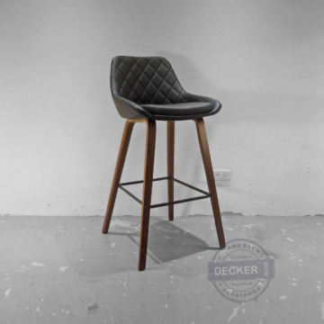 [Last] 格亞吧台椅 - 舒適設計 皮革軟墊 溫暖實木腳