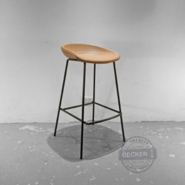 尼特吧台椅 (淺咖) - 簡約現代設計 皮革軟墊 舒適靠背