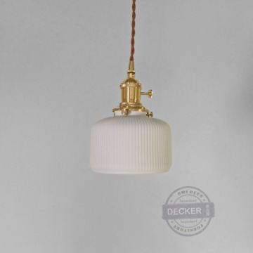 林果吊燈 B款 - 陶瓷藝術燈罩 黃銅開關 老式復古