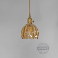映夏吊燈 (透明/琥珀) - 藝術玻璃燈飾 黃銅雙開關 厚玻璃設計
