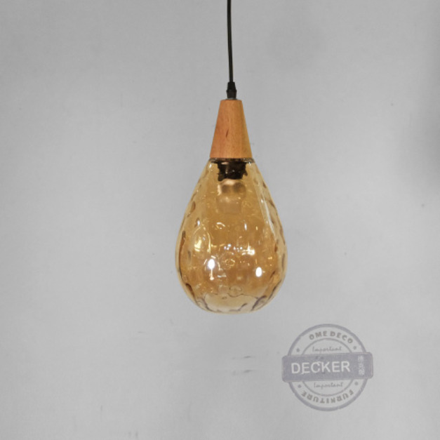 水滴吊燈 (琥珀/煙燻/透明) - 現代設計玻璃燈具 波紋藝術 氣氛家飾