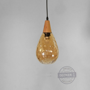 水滴吊燈 (琥珀/煙燻/透明) - 現代設計玻璃燈具 波紋藝術 氣氛家飾