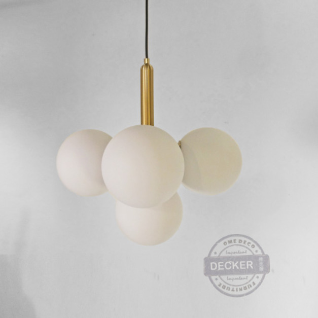 葡萄泡泡吊燈 - 奢華金色 奶白氣氛玻璃 大型吊燈